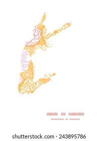Vector warm day flowers jumping girl silhouette pattern frame