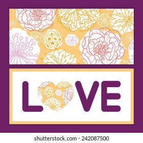 Vector warm day flowers love text frame pattern invitation greeting card template