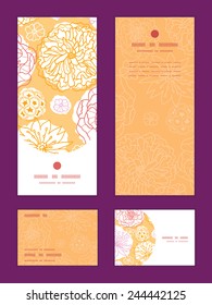 Vetor dia quente flores quadro vertical padrão convite saudação, RSVP e obrigado cartões definir