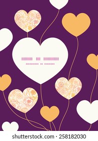 Vector warm flowers heart symbol frame pattern invitation greeting card template