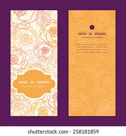 Vector warm flowers vertical frame pattern invitation greeting cards set