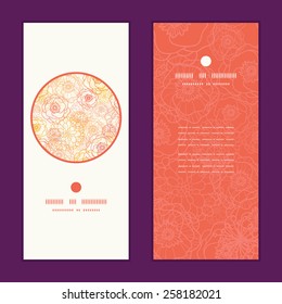 Vector warm flowers vertical round frame pattern invitation greeting cards set