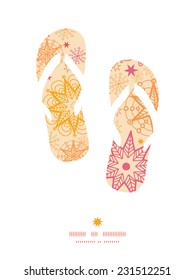 Vector warm stars flip flops silhouettes pattern frame