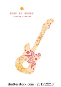 Vector warm stars guitar music silhouette pattern frame