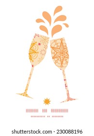 Vector warm stars toasting wine glasses silhouettes pattern frame