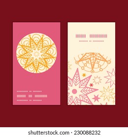 Vector warm stars vertical round frame pattern business cards set