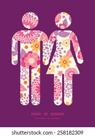 Vector warm summer plants couple in love silhouettes frame pattern invitation greeting card template