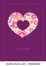 Vector warm summer plants heart symbol frame pattern invitation greeting card template
