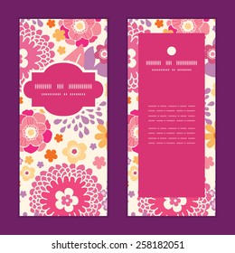 Vector warm summer plants vertical frame pattern invitation greeting cards set