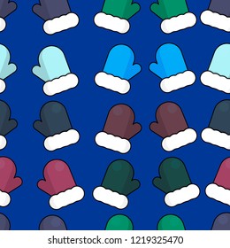 Vector warm winter mittens blue