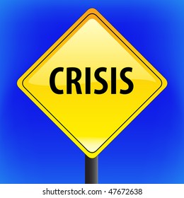 Vector warning crisis disaster sign (us style) with sky in background