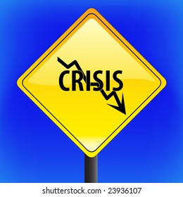vector warning crisis sign with sky in background