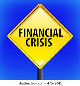 Vector warning financial crisis disaster sign (us style) with sky in background