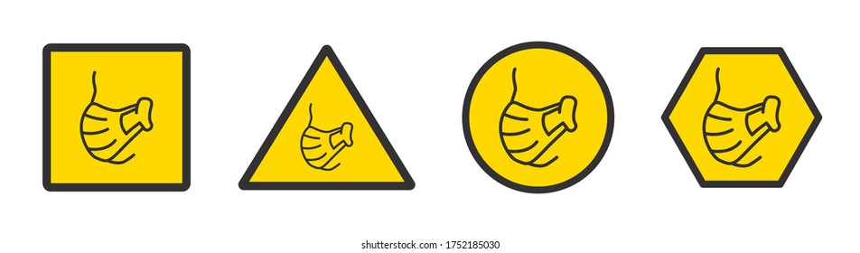 Vector warning icon for regions required to wear a mask. Corona protection concept.