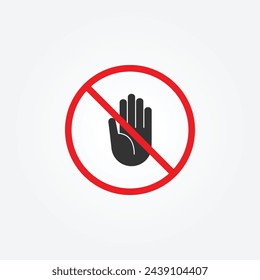 Vector warning or prohibition sign with hand icon isolated