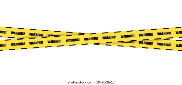 Vector Warning Ribbons, Tape Isolated on White Background,Black and Yellow Cross Lines.