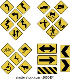 Vector warning road signs