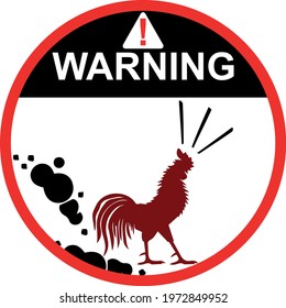 Vector warning sign of danger angry cock