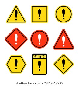 Vector warning sign exclamation mark beware icons