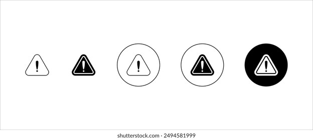  vector warning sign with exclamation mark, warning icon set, warning icon collection, Attention caution illustration on white background, Triangle sign board, vector icon set, Vector Icon Design