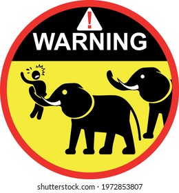 Vector warning sign may elephant attack