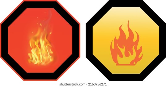 señales de advertencia de vector. logotipo de peligro de incendio.