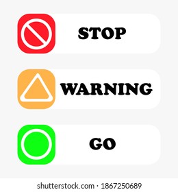 Vector warning signs. stop attention resolution icons in flat style