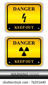 Vector warning signs-nuclear and high voltage danger