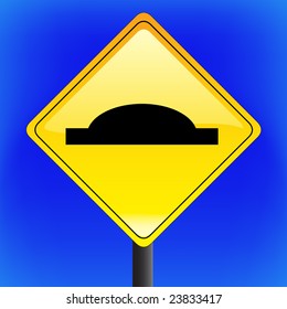 vector warning SPEED BUMP sign with sky in background - part 1
