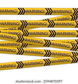 Vector Warning Tapes Set. Yellow and Black Danger Caution Sign. Striped Transition Abstract Strict Barrier. Diagonal Striped Lines. Danger in Construction or on the Road.