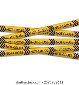 Vector Warning Tapes Set. Yellow and Black Danger Caution Sign. Striped Transition Abstract Strict Barrier. Diagonal Striped Lines. Danger in Construction or on the Road.