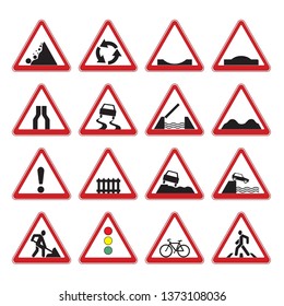 Vector Warning Traffic Signs Stock Vector (Royalty Free) 1373108036