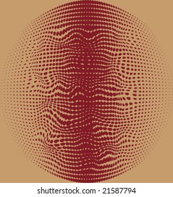 VECTOR Warped Burgundy Halftone sphere.