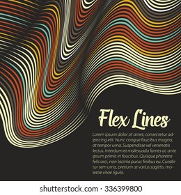 Vector warped lines background. Flexible stripes twisted as silk forming volumetric folds. Colorful stripes with variable width. Modern abstract creative backdrop.