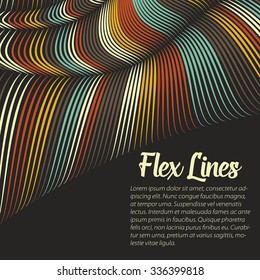 Vector warped lines background. Flexible stripes twisted as silk forming volumetric folds. Colorful stripes with variable width. Modern abstract creative backdrop.