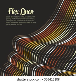 Vector warped lines background. Flexible stripes twisted as silk forming volumetric folds. Colorful stripes with variable width. Modern abstract creative backdrop.
