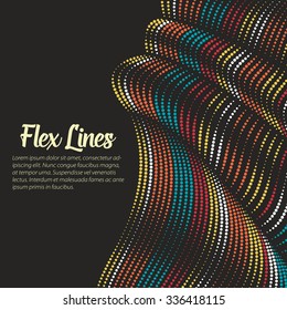 Vector warped lines background. Flexible stripes twisted as silk forming volumetric folds. Colorful stripes with variable width. Modern abstract creative backdrop.