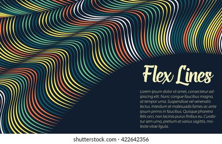 Vector warped lines background. Flexible stripes twisted as silk forming volumetric folds. Colorful stripes with variable width. Modern abstract creative backdrop.
