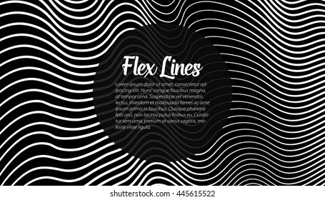 Vector warped lines background. Flexible stripes twisted as silk forming volumetric folds. Monochrome variable width stripes with shadows and highlights. Modern abstract creative backdrop.