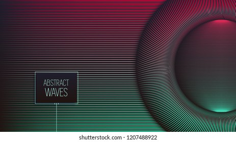 Vector warped lines background. Fluent colorful stripes with variable width. Modern creative abstract background.
