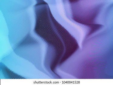 Vector warped lines colorful background. Modern abstract creative backdrop with multicolor variable width stripes. Twisted stripes optical illusion. Moire waves.