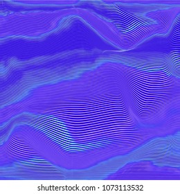 Vector warped lines colorful background. Modern abstract creative backdrop with multicolor variable width stripes. Twisted stripes optical illusion. Moire waves.