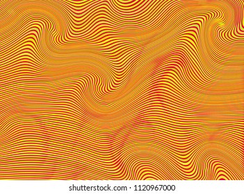 Vector warped lines colorful background. Modern abstract creative backdrop with multicolor variable width stripes. Twisted stripes optical illusion. Moire waves.