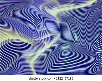 Vector warped lines colorful background. Modern abstract creative illustration with multicolor variable width stripes. Twisted stripes optical illusion. Moire waves.