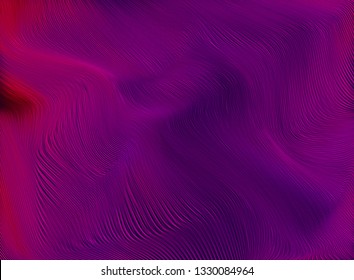 Vector warped lines colorful background. Modern abstract creative backdrop with violet variable width stripes. Twisted stripes optical illusion. Moire waves.