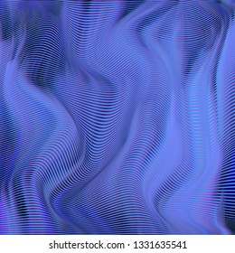 Vector warped lines colorful background. Modern abstract creative backdrop with multicolor variable width stripes. Twisted stripes optical illusion. Moire waves.