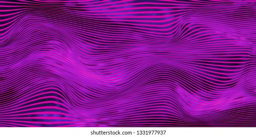 Vector warped lines colorful background. Modern abstract creative illustration with multicolor variable width stripes. Twisted stripes optical illusion. Moire waves