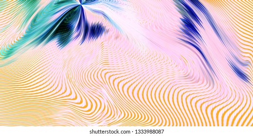 Vector warped lines colorful background. Modern abstract creative backdrop with multicolor variable width stripes. Twisted stripes optical illusion. Moire waves. 