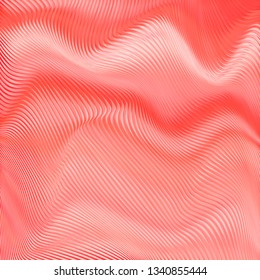 Vector warped lines colorful background. Modern abstract creative backdrop with multicolor variable width stripes. Twisted stripes optical illusion. Moire waves. 