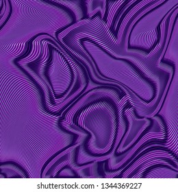 Vector warped lines colorful background. Modern abstract creative illustration with multicolor variable width stripes. Twisted stripes optical illusion. Moire waves